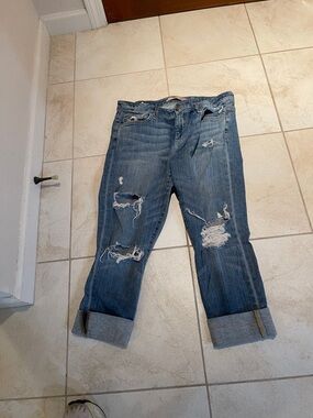 Joe's Jeans Distressed Blue Boyfriend Jeans with Rolled Cuffs
